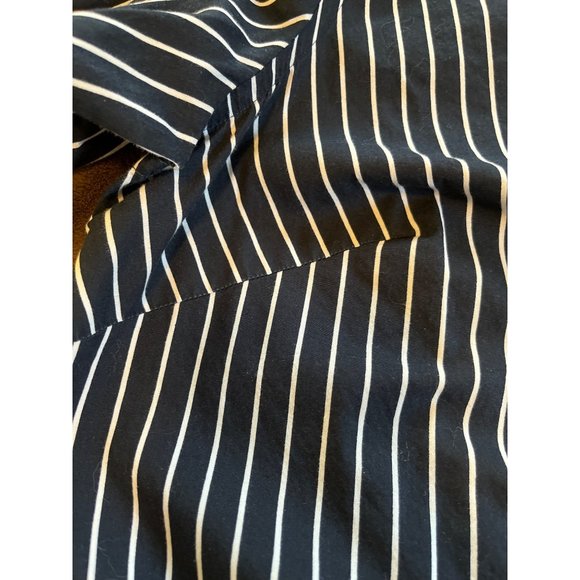 Chaps Button Up Shirt 1X Blue White Stripe 100% Cotton Embroidered Logo - Picture 4 of 8